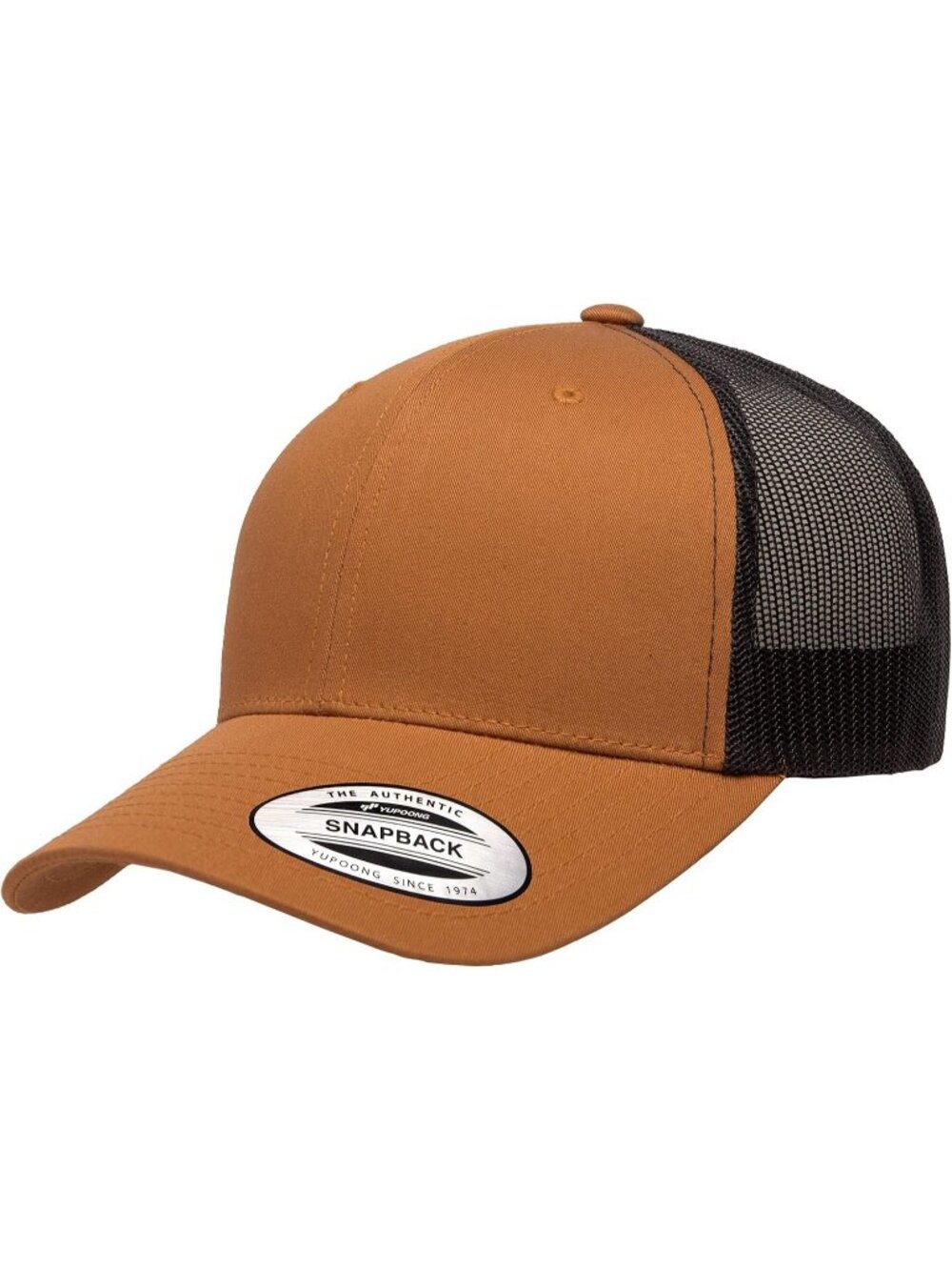 Men's Caramel/Black Cotton Classics Trucker Mesh Cap YP Snapback Loose Fit Cap